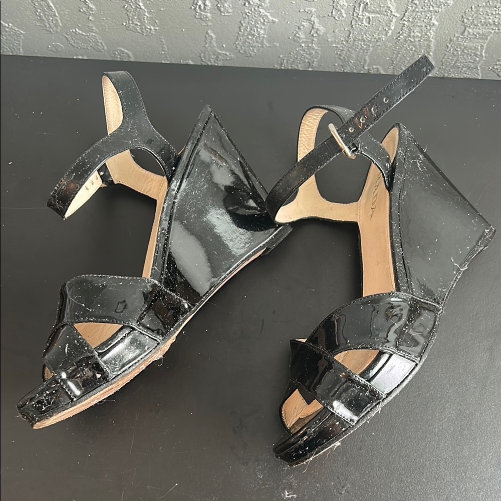 Prada Black Sandals with Ankle Strap and Chunky Heel - Picture 2 of 6